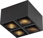QAZQA qubo - Design Plafondspot | Spotje | Opbouwspot - 4 lichts - L 165 mm - Zwart -  Woonkamer | Slaapkamer | Keuken