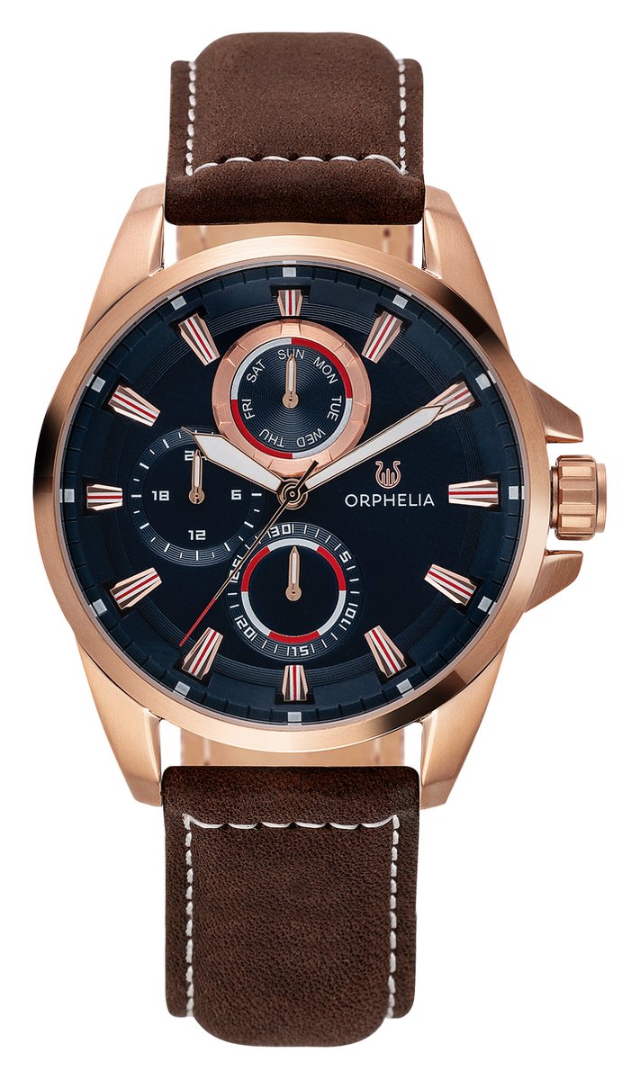 ORPHELIA OR71902 - Horloge - Leer - Bruin - 44 mm