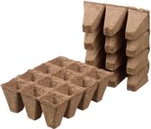 12x stuks Houtvezel kweekpotjes/stekpotjes trays met 12 vakjes 5 x 4 cm - Kweekbak accessoires