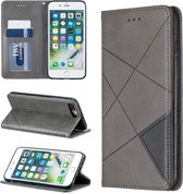 Ruit Textuur Horizontale Flip Magnetische Leren Case met houder & kaartsleuven & portemonnee voor iPhone 8 Plus & 7 Plus (grijs)