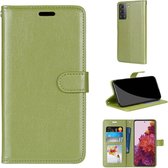 Voor Samsung Galaxy S21 5G Pure Color Horizontale Flip PU lederen tas met houder & kaartsleuven & portemonnee & fotolijst (groen)