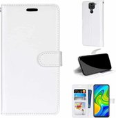 Voor Xiaomi Redmi 10X 4G / Redmi Note 9 Pure Color Horizontale Flip PU lederen tas met houder & kaartsleuven & portemonnee & fotolijst (wit)