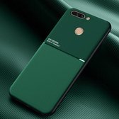 Voor Huawei Honor V9 Classic Tilt Strip Grain Magnetisch Schokbestendig PC + TPU Case (Groen)