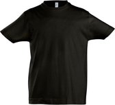 SOLS Kinder Unisex Imperial Zware Katoenen Korte Mouwen T-Shirt (Diep zwart)