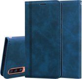 Voor Samsung Galaxy A70 Frosted Business Magnetische horizontale flip PU lederen tas met houder en kaartsleuf en lanyard (blauw)