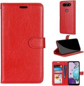 Voor LG K31 / Aristo5 / Aristo 5 Plus Pure Color Horizontale Flip PU lederen tas met houder & kaartsleuven & portemonnee & fotolijst (rood)