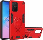 Voor Samsung Galaxy A91 / S10 Lite 2 in 1 Armor Knight Series PC + TPU beschermhoes met onzichtbare houder (rood)