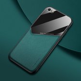 Voor iPhone 6Plus / 6s Plus All-inclusive leer + telefoonhoes van organisch glas met metalen ijzeren plaat (groen)