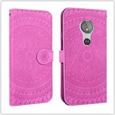 Voor Motorola Moto E5 Pressed Printing Pattern Horizontale Flip PU Leather Case met Houder & Kaartsleuven & Portemonnee & & Lanyard (Violet)