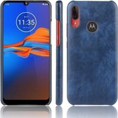 Voor Motorola Moto E6 Plus schokbestendig Litchi Texture PC + PU-hoesje (blauw)