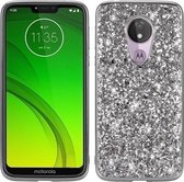 Plating Glittery Poeder Schokbestendig TPU-hoesje voor Motorola Moto G7 Play (zilver)