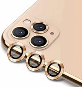 ENKAY Hat-Prince 3 PCS voor iPhone 11 Pro / 11 Pro Max aluminiumlegering + gehard glas Camera lensdeksel Volledige dekking beschermer (goud)