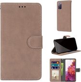 Voor Samsung Galaxy S20 FE / S20 FE Lite Retro Frosted Horizontale Flip PU lederen tas met houder & kaartsleuven & portemonnee & fotolijst (beige)