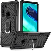 Voor Motorola Moto G8 Cool Armor PC + TPU schokbestendig hoesje met 360 graden rotatie ringhouder (zwart)