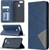 Voor OPPO A5 prismatisch onzichtbaar magnetisch horizontaal flip lederen tas met houder en kaartsleuven en fotolijst (blauw)