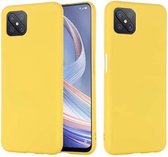 Voor OPPO A92s / Reno4 Z 5G Pure Color Vloeibare siliconen schokbestendige hoes met volledige dekking (geel)