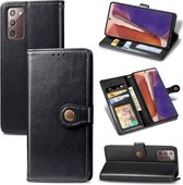 Voor Samsung Galaxy Note 20 Ultra Retro Effen Kleur Lederen Gesp Telefoonhoes Met Lanyard & Fotolijst & Kaartsleuf & Portemonnee & Standaard Functie (Zwart)