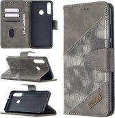 Voor Huawei Y6p Bijpassende kleur Krokodiltextuur Horizontale flip PU lederen tas met houder & kaartsleuven & portemonnee (grijs)