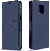 Voor Xiaomi Redmi Note 9 / Note 9S / Note 9 Pro Retro lamsvachttextuur Pure kleur Horizontaal Flip PU lederen tas met houder & kaartsleuven & portemonnee & draagkoord (blauw)
