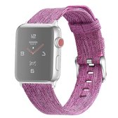 Voor Apple Watch Series 5 & 4 40 mm / 3 & 2 & 1 38 mm D-stijl canvas polsband (donkerpaars)