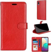 Voor Samsung Galaxy A02 / M02 Pure Color Horizontale Flip PU lederen tas met houder & kaartsleuven & portemonnee & fotolijst (rood)