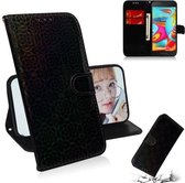 Voor Galaxy A2 Core Effen Kleur Kleurrijke Magnetische Gesp Horizontale Flip PU Lederen Case met Houder & Kaartsleuven & Portemonnee & Lanyard (Zwart)