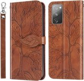 Voor Samsung Galaxy S20 FE Life of Tree Embossing Pattern Horizontale Flip lederen tas met houder & kaartsleuf & portemonnee & fotolijst & lanyard (bruin)