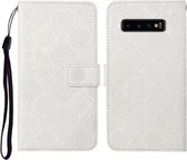 Voor Samsung Galaxy S10 + etnische stijl reliëf patroon horizontale flip lederen tas met houder & kaartsleuven & portemonnee & lanyard (wit)