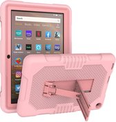 Voor Amazon Kindle Fire HD 8 (2020) siliconen in contrastkleur + pc-beschermhoes met houder (rosÃ©goud)