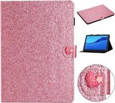 Voor Huawei MediaPad M5 Lite 10.1 Glitter Poeder Liefde Gesp Horizontale Flip Leren Case met Houder & Kaartsleuven (Roze)