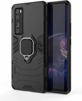 Voor Huawei nova 7 Pro 5G schokbestendige pc + TPU beschermhoes, met magnetische ringhouder (zwart)