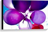 Canvas  - Paarse Ballonnen in de Lucht - 60x40cm Foto op Canvas Schilderij (Wanddecoratie op Canvas)