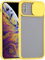 Sliding Camera Cover Design TPU beschermhoes voor iPhone XS / X (geel)