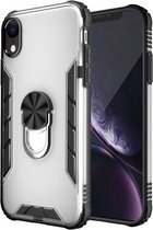 Magnetische matte pc + matte TPU schokbestendige behuizing met ringhouder voor iPhone XR (melkachtig wit)