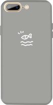 Voor iPhone 8 Plus / 7 Plus Small Fish Pattern Colorful Frosted TPU telefoon beschermhoes (grijs)