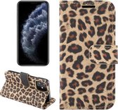 Voor iPhone 12 mini Leopard Print Pattern Horizontale Flip lederen tas met kaartsleuf en houder (bruin)