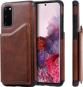 Voor Galaxy S20 Kalf Textuur Horizontale Flip Leren Case met Houder & Kaartsleuven & Frame (Koffie)