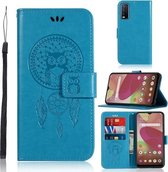 Voor vivo Y11s Windgong Uil Embossing Patroon Horizontale Flip lederen tas met houder & kaartsleuven & portemonnee (blauw)