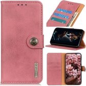Voor Samsung Galaxy A02s 164 KHAZNEH Koeienhuid Textuur Horizontale Flip Leren Case met Houder & Kaartsleuven & Portemonnee (Roze)