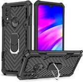 Voor Xiaomi Redmi 7 magnetisch pantser schokbestendig TPU + pc-hoesje met metalen ringhouder (zwart)