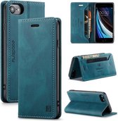 AutSpace A01 Retro Skin-feel Crazy Horse Texture Horizontale flip lederen tas met houder & kaartsleuven & portemonnee & RFID voor iPhone SE 2020/8/7 (blauw)