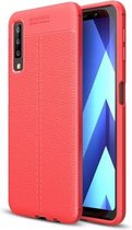 Voor Galaxy A7 (2018) / A750 Litchi Texture Soft TPU beschermhoes (rood)