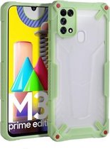 Voor Samsung Galaxy M31 vierhoekige airbag schokbestendig TPU + semi-transparant pc-hoesje (groen)