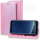 Voor Samsung Galaxy S8 + Business Stitching Horizontale Flip Leather Case met dubbel vouwen & Bracket & Card slots & Photo Frame & Wallet (Rose Gold)