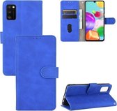 Voor Samsung Galaxy A41 (Euraziatische versie) Effen kleur Huidgevoel Magnetische gesp Horizontale flip kalftextuur PU lederen tas met houder & kaartsleuven & portemonnee (blauw)