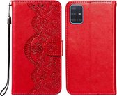 Voor Samsung Galaxy A81 / Note10 Lite Flower Vine Embossing Pattern Horizontale Flip Leather Case met Card Slot & Holder & Wallet & Lanyard (Red)