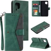 Voor Samsung Galaxy A12 5G Stiksels Kalfsstructuur Horizontale Flip Leren Case met Houder & Kaartsleuven & Portemonnee (Groen)