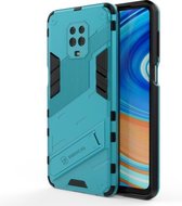 Voor Xiaomi Redmi Note 9 Pro Max Punk Armor 2 in 1 PC + TPU schokbestendig hoesje met onzichtbare houder (blauw)