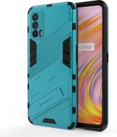 Voor OPPO Realme V15 Punk Armor 2 in 1 PC + TPU schokbestendig hoesje met onzichtbare houder (blauw)