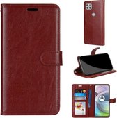 Voor Motorola Mote G 5G Pure Kleur Horizontale Flip PU Lederen Case met Houder & Kaartsleuven & Portemonnee & Fotolijst (Bruin)